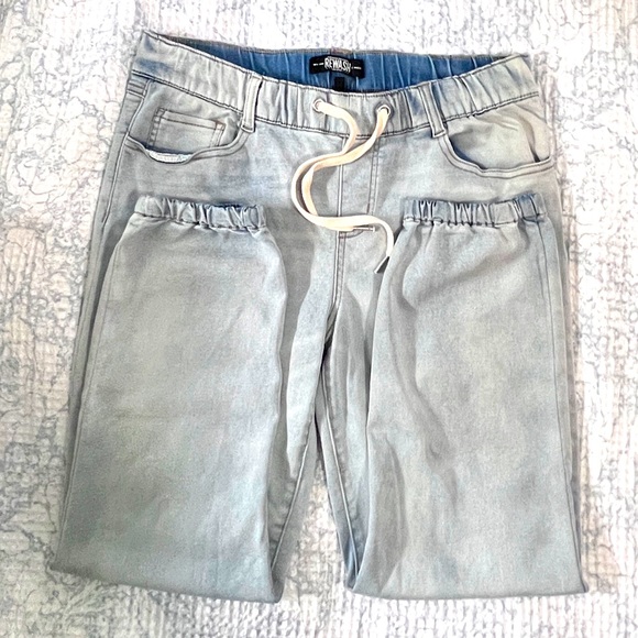 Women’s Rewash Jeans Denim Drawstring Joggers M Lightwash Elastic Waist EUC - Picture 2 of 5
